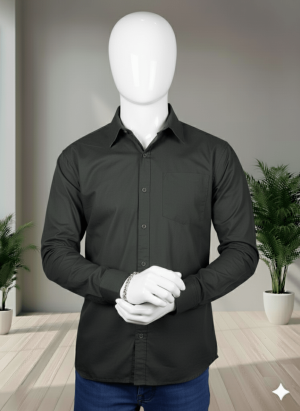 Dark green Color Long Sleeve Cotton Slim Fit Shirt