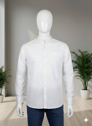 Optic white Color Long Sleeve 100% Linen Slim Fit Size Shirt