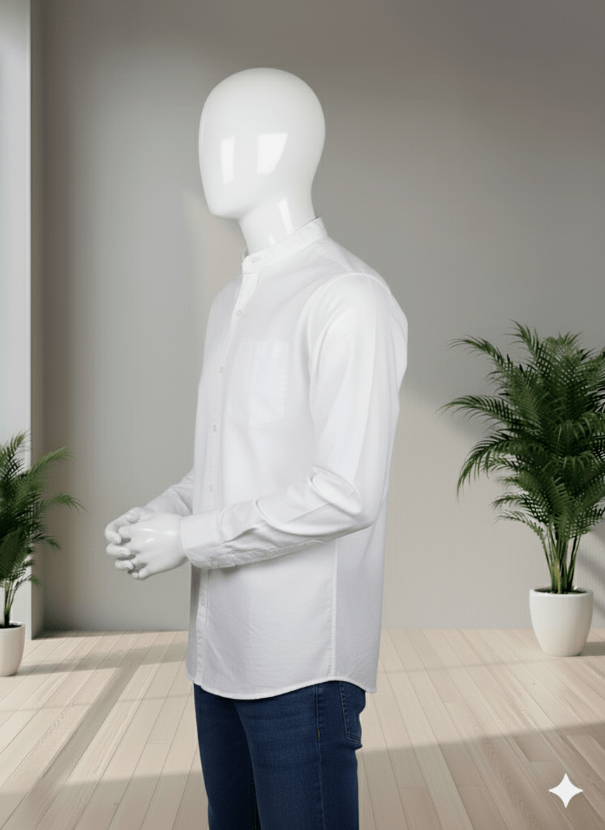 Optic white Color Long Sleeve 100% Linen Slim Fit Size Shirt - Image 4
