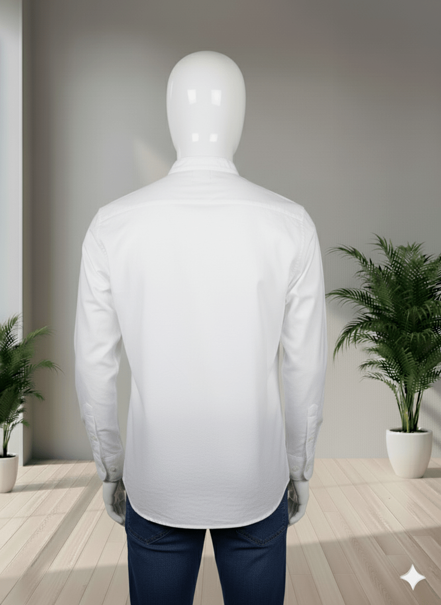 Optic white Color Long Sleeve 100% Linen Slim Fit Size Shirt - Image 2